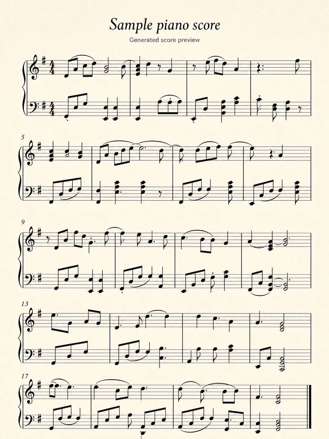 Generated piano sheet music preview